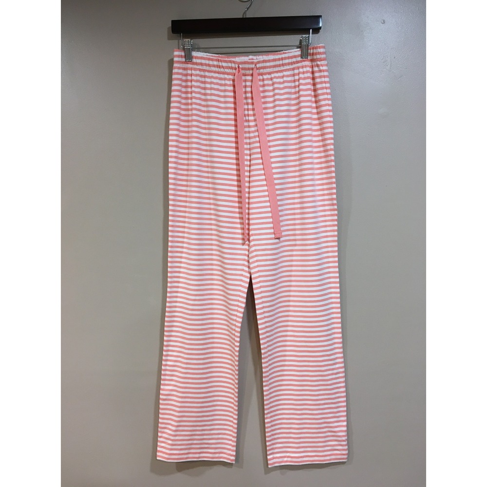Lands End Striped‎ Pajama Pants Womens XS Pink Coral Preppy Sleepwear PJs Lounge